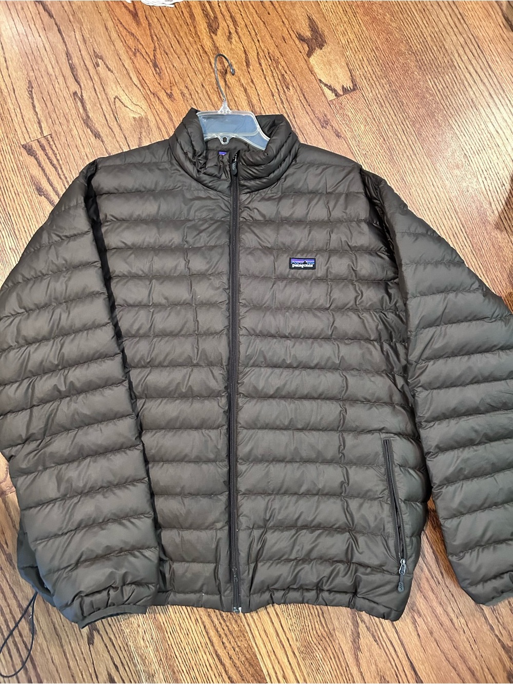Patagonia men’s puffer goose down jacket size xl brown green